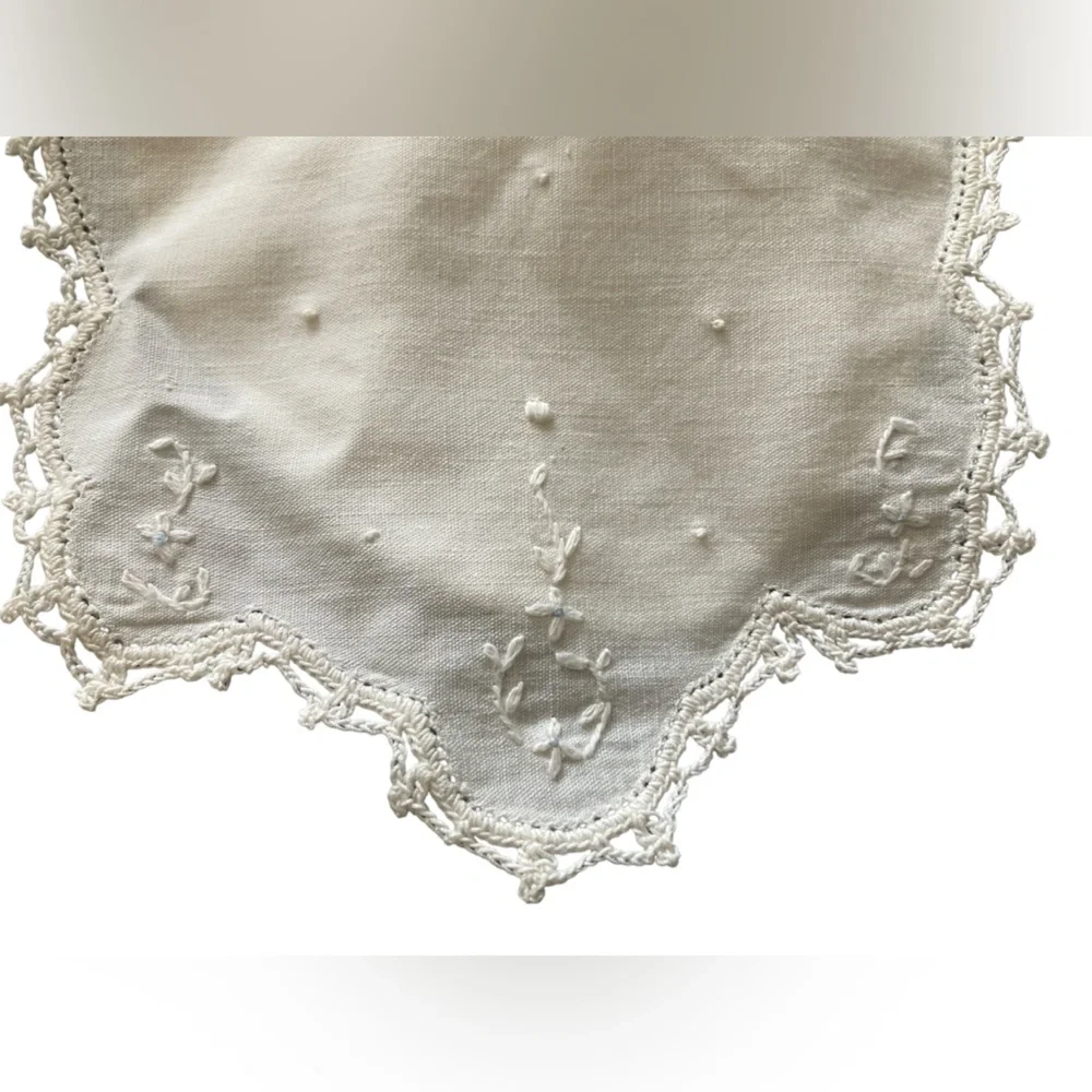 Heirloom Embroidered Lace-Trim Baby Bib
